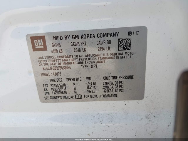 Buick luv: mfi, variable valve timing, alum, e85 max 2018 KL4CJFSB2JB538954 Image 9