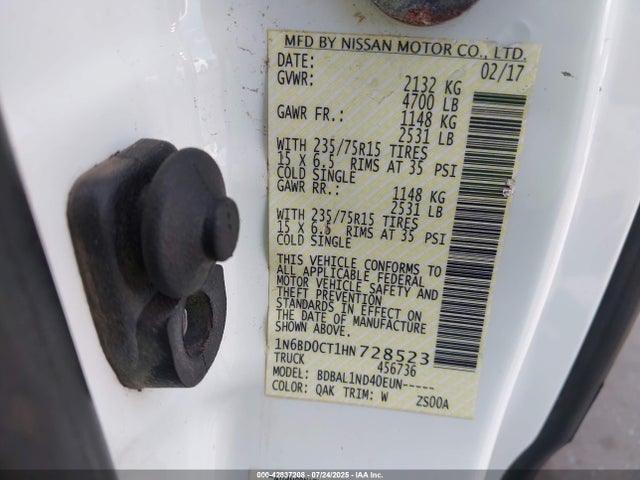1N6BD0CT1HN728523 Nissan Frontier