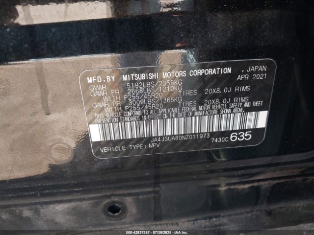 2022 MITSUBISHI OUTLANDER JA4J3UA80NZ011973 Photo 8