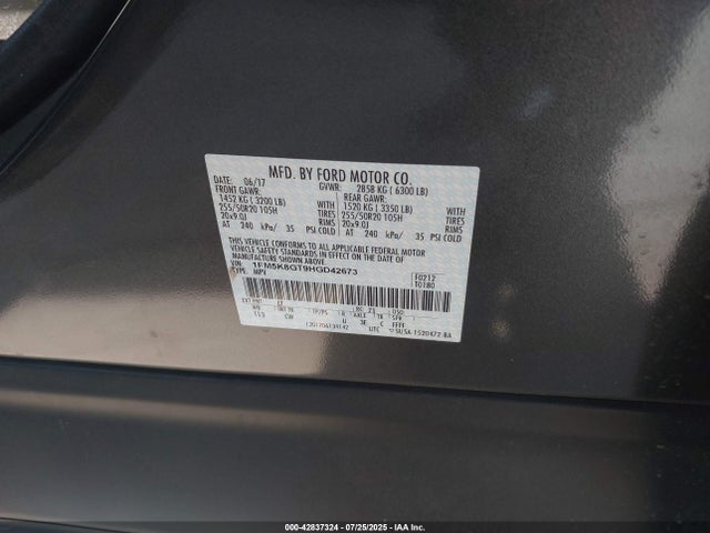 1FM5K8GT9HGD42673 Ford 3.5l gtdi