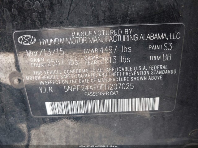 5NPE24AF0FH207025 Hyundai dohc gdi theta-ii