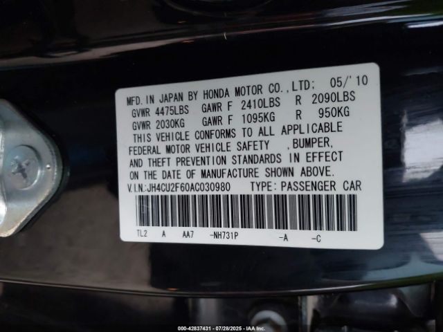 2010 ACURA TSX JH4CU2F60AC030980 Photo 8