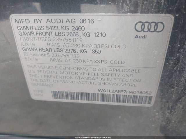 2017 AUDI Q5 WA1L2AFP7HA016052 Photo 8