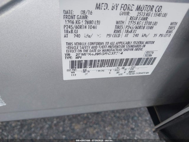 Ford 2016 2016 2FMPK4J95GBC37374 Image 9