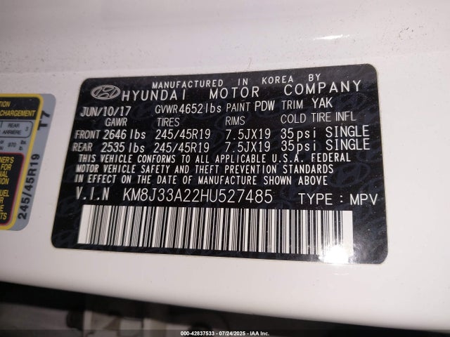 KM8J33A22HU527485 Hyundai t-gdi gamma