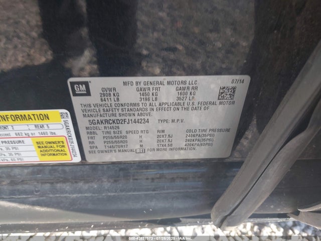 Buick llt 2015 5GAKRCKD2FJ144234 Image 9