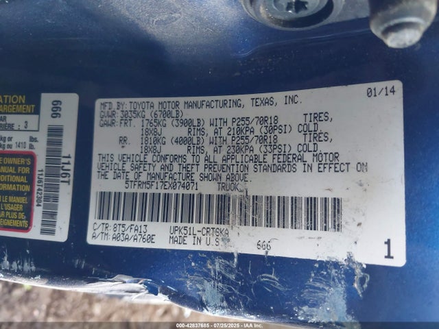 Toyota 1ur-fe 2014 5TFRM5F17EX074071 Image 9