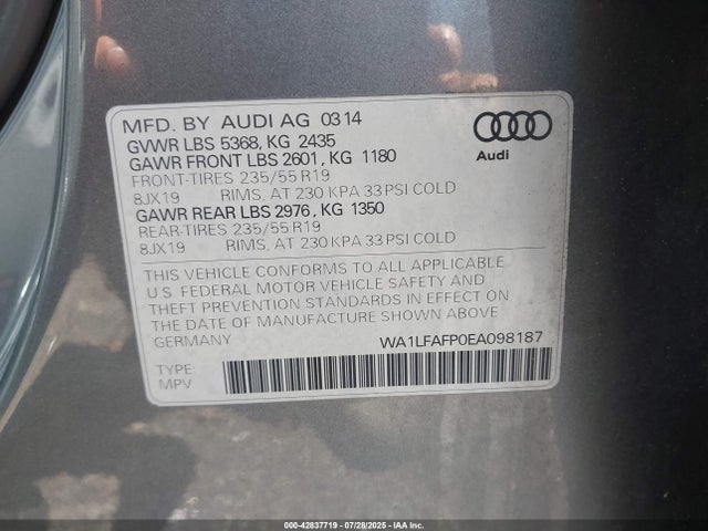 2014 AUDI Q5 WA1LFAFP0EA098187 Photo 8
