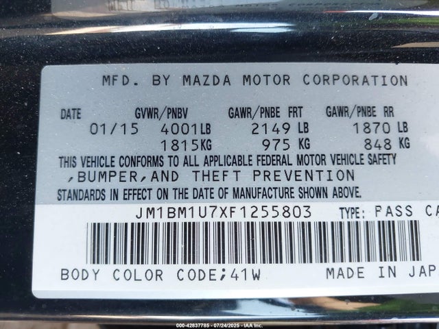 JM1BM1U7XF1255803 Mazda pe