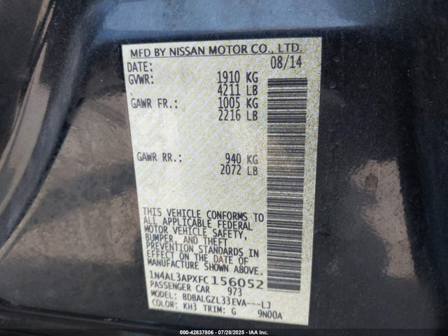 Nissan Altima 2015 1N4AL3APXFC156052 Image 9
