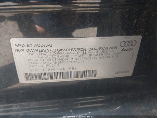 2007 AUDI A4 WAUEF78E97A007558 Photo 8