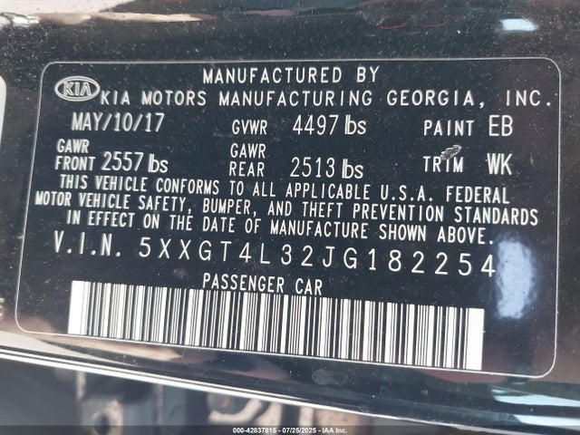 5XXGT4L32JG182254 KIA gdi
