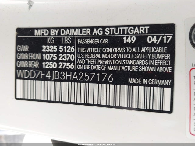 Mercedes-Benz m274 2017 WDDZF4JB3HA257176 Image 9