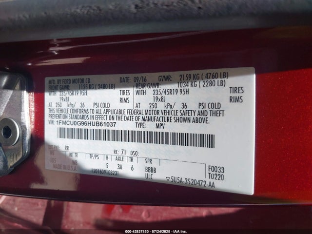 1FMCU0G96HUB61037 Ford 2017