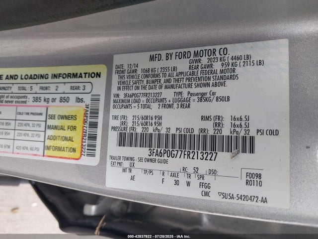 Ford 2015 2015 3FA6P0G77FR213227 Image 9