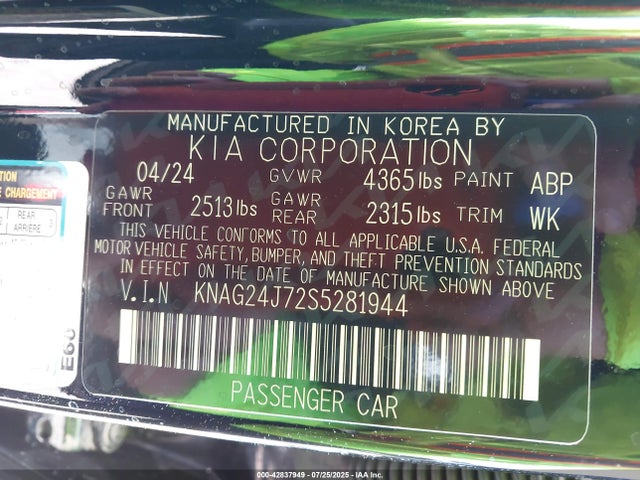 KNAG24J72S5281944 KIA gdi theta iii