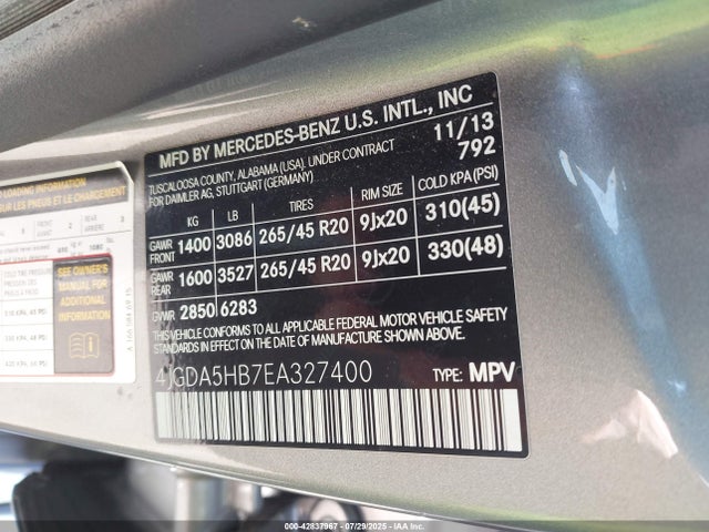 Mercedes-Benz Ml-Class 2014 4JGDA5HB7EA327400 Image 9