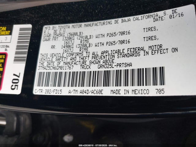 3TMAZ5CN6GM011767 Toyota 2gr-fks