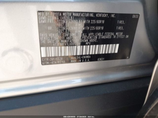 2020 TOYOTA RAV4 HYBRID 4T3E6RFV1LU001704 Photo 8