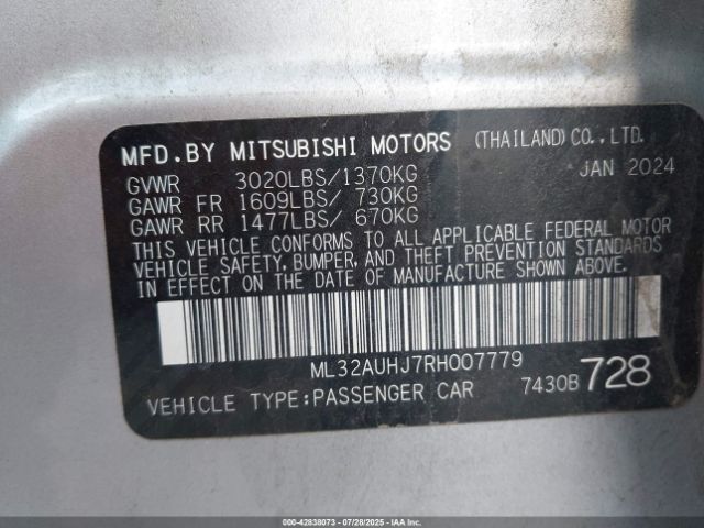 2024 MITSUBISHI MIRAGE ML32AUHJ7RH007779 Photo 8
