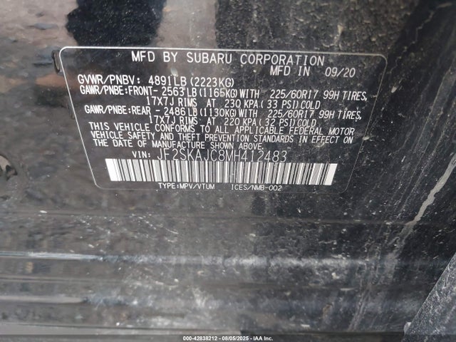 Subaru na u5 2021 JF2SKAJC8MH412483 Image 9