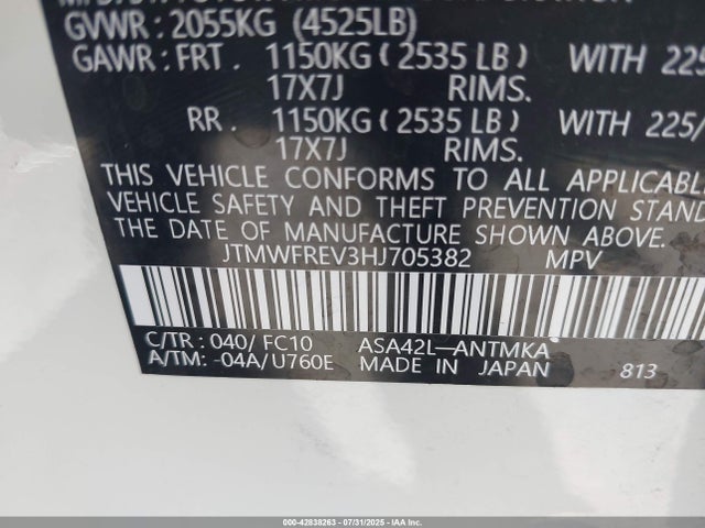 Toyota 2ar-fe 2017 JTMWFREV3HJ705382 Image 9