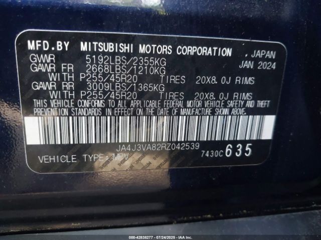 2024 MITSUBISHI OUTLANDER JA4J3VA82RZ042539 Photo 8