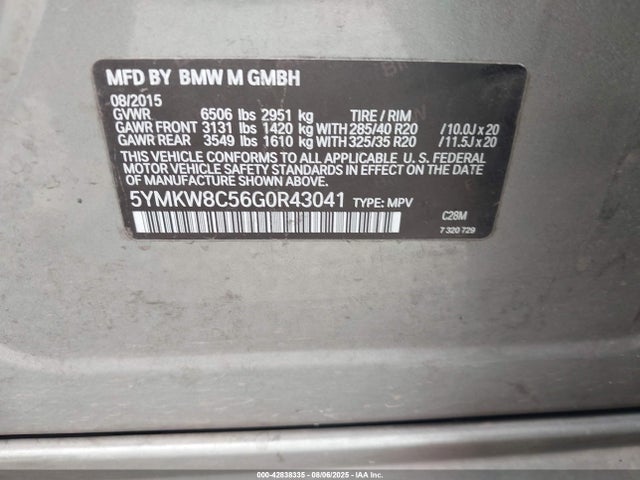 5YMKW8C56G0R43041 BMW X6