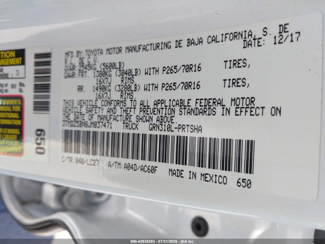 3TMDZ5BN8JM037471 Toyota 2gr-fks