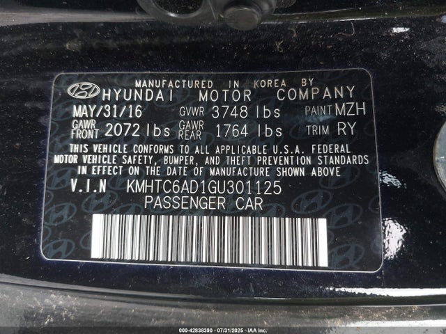 KMHTC6AD1GU301125 Hyundai dohc gdi gamma
