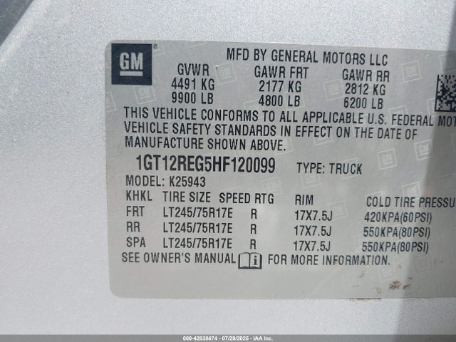2017 GMC SIERRA 2500HD 1GT12REG5HF120099 Photo 8