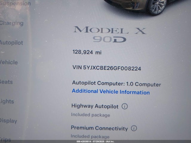 5YJXCBE26GF008224 Tesla MODEL X