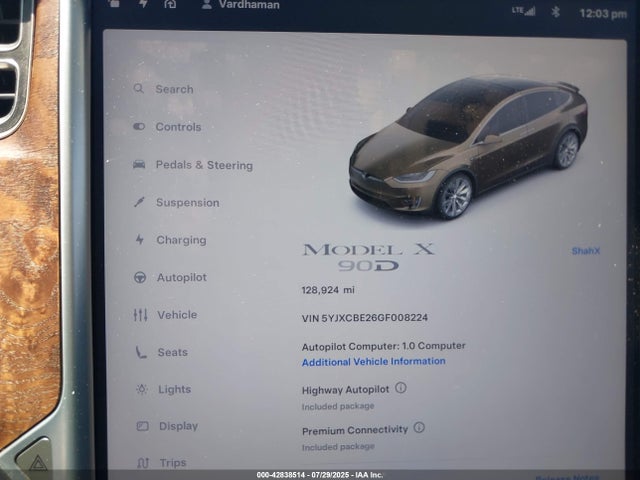 5YJXCBE26GF008224 Tesla MODEL X