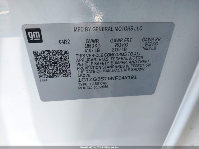 1G1ZG5ST5NF143191 Chevrolet lfv - direct injection, variable valve timing, gen 1 gmna