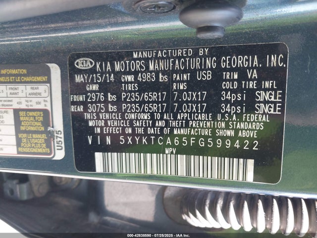 5XYKTCA65FG599422 KIA dohc t-gdi theta-ii