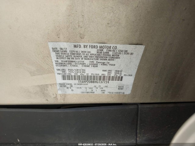 Ford 3.5l ti-vct 2017 1FAHP2D88HG137724 Image 9