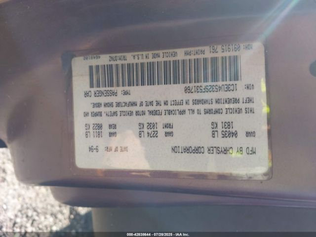 1995 CHRYSLER LEBARON 1C3EU4532SF531760 Photo 8