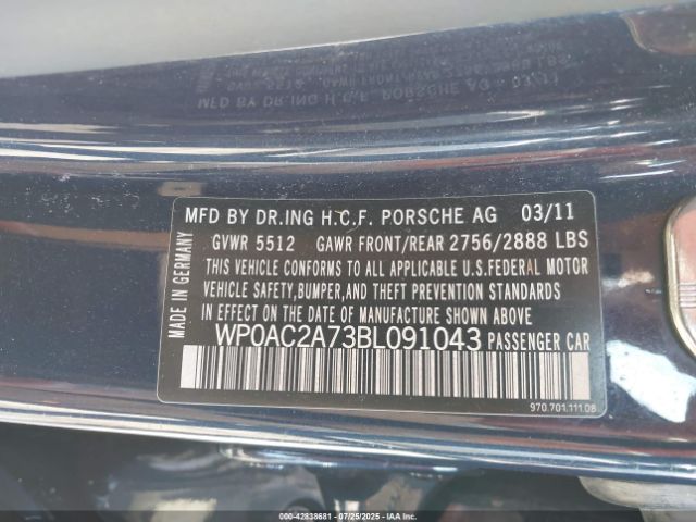 2011 PORSCHE PANAMERA WP0AC2A73BL091043 Photo 8