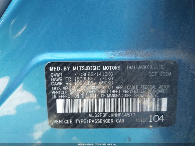 ML32F3FJXHHF14577 Mitsubishi MIRAGE G4