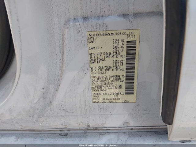 1N6AD0ER6EN730681 Nissan 2014