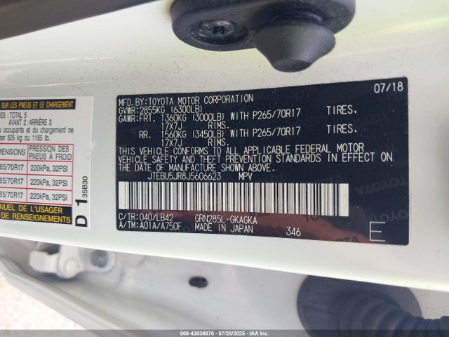 Toyota 1gr-fe 2018 JTEBU5JR8J5606623 Image 9