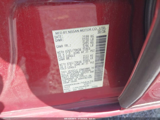 1N6AD0ERXHN708476 Nissan 2017