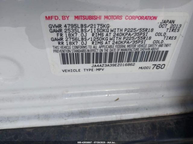2014 MITSUBISHI OUTLANDER JA4AZ3A39EZ016862 Photo 8