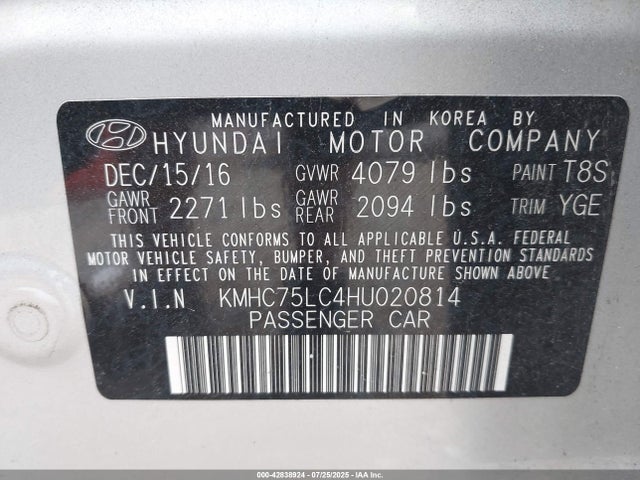 KMHC75LC4HU020814 Hyundai gdi kappa