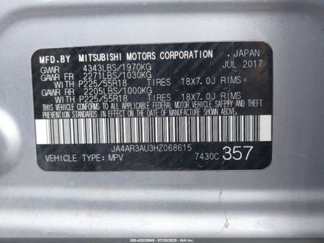 2017 MITSUBISHI OUTLANDER SPORT JA4AR3AU3HZ068615 Photo 8