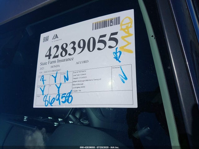 1HGCV1F10MA026457 Honda ACCORD LX