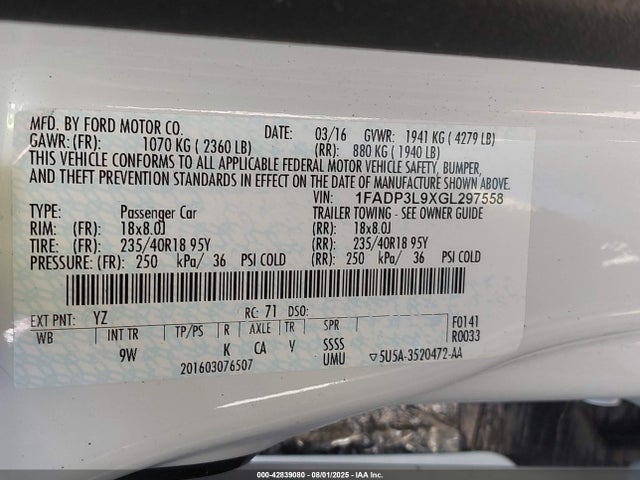 1FADP3L9XGL297558 Ford Focus