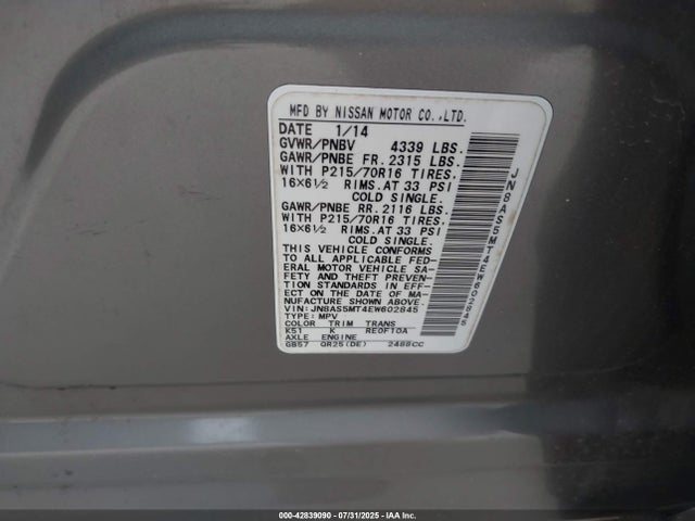 Nissan 2014 2014 JN8AS5MT4EW602845 Image 9