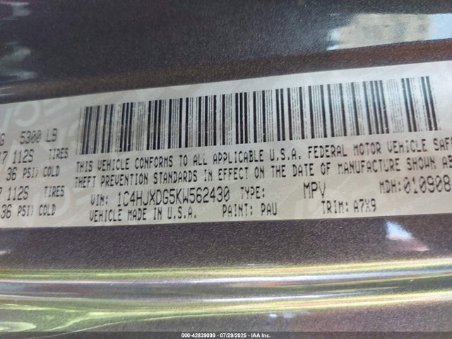 2019 JEEP WRANGLER UNLIMITED 1C4HJXDG5KW562430 Photo 8