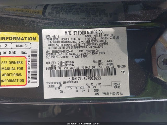 Lincoln MKZ 2014 3LN6L2LUXER803655 Image 9